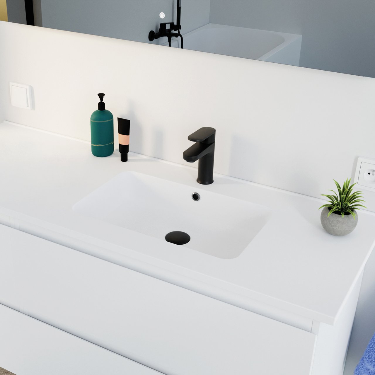 Linie Astor wastafelkraan mat zwart
