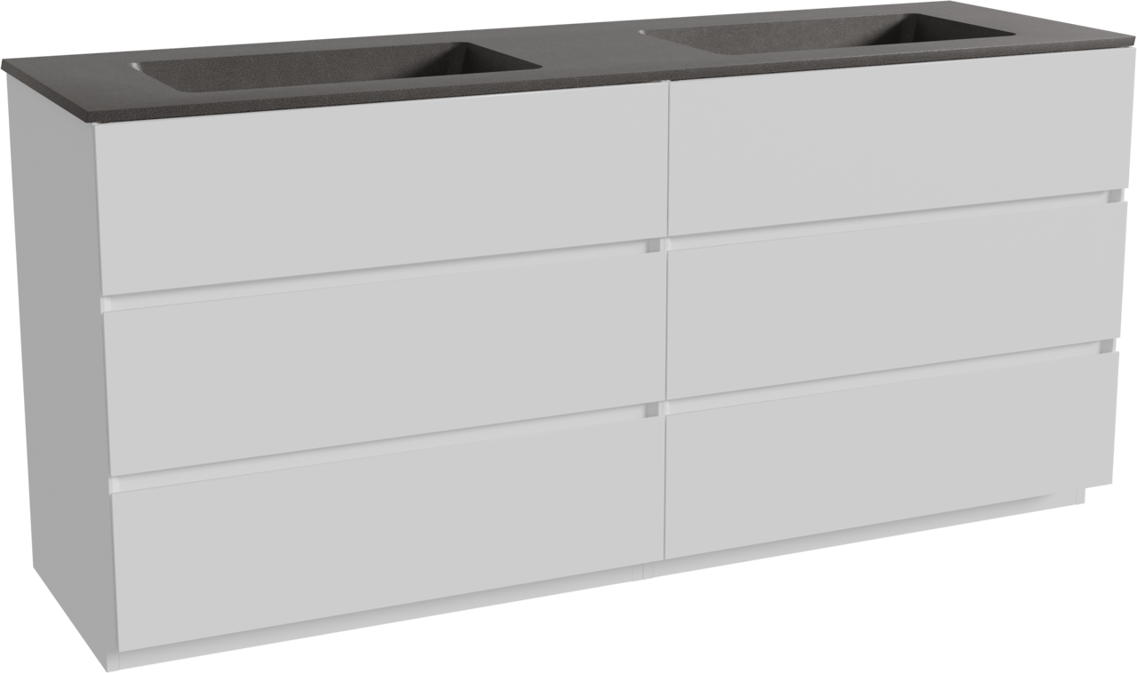 Storke Edge meuble salle de bains à poser 170 x 52 cm blanc mat avec Scuro double vasque en quartz noir mat