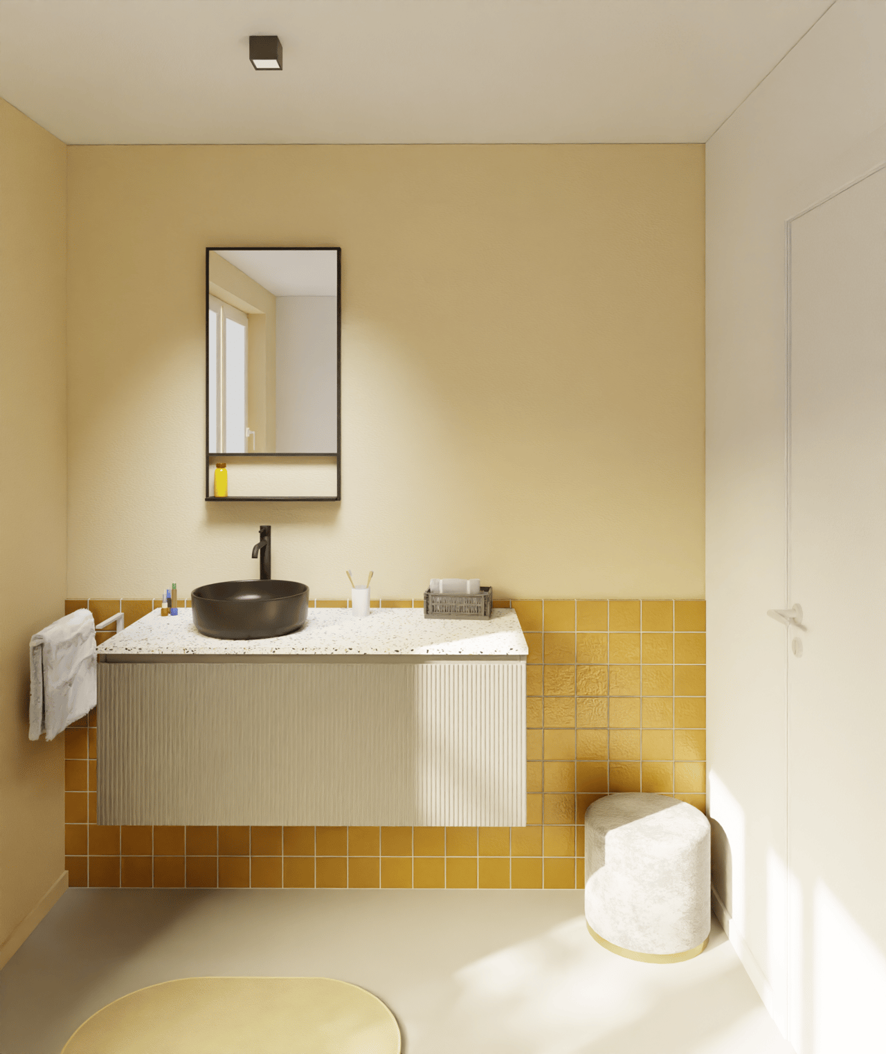 Storke Ribs meuble sous-vasque suspendu 120 x 52 cm soie grise 2 tiroirs