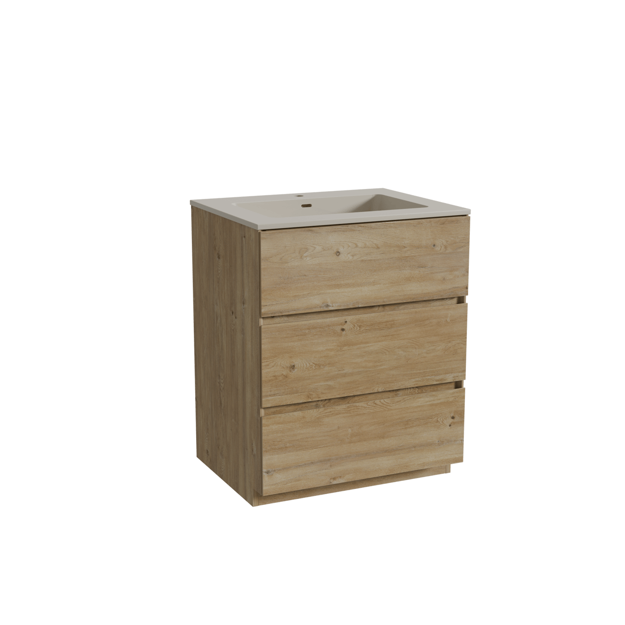 Storke Edge meuble salle de bains à poser 65 x 52 cm chêne brut avec Diva plan simple en top solid soie grise