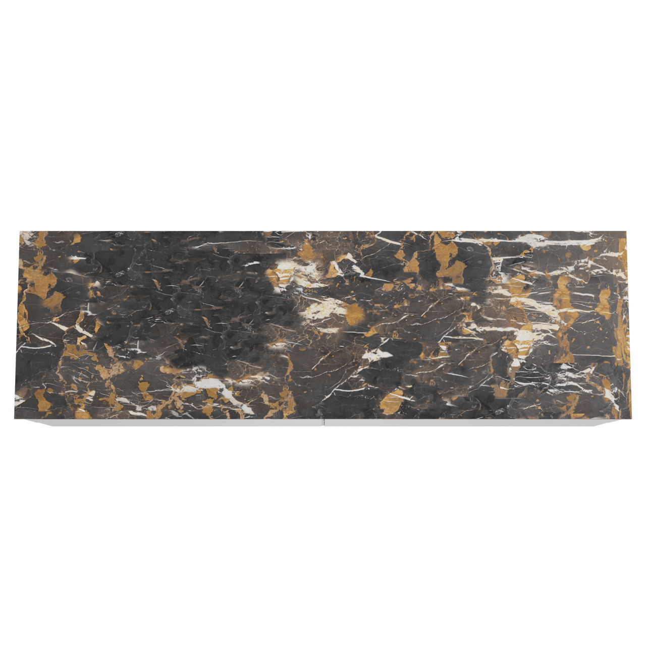 Balmani Mitra hängendes Möbelstück Set: 180 x 55 cm, Weiß matt, mit Stretto Einzel- oder Doppel Waschtischplatte, Marmor Portoro Gold