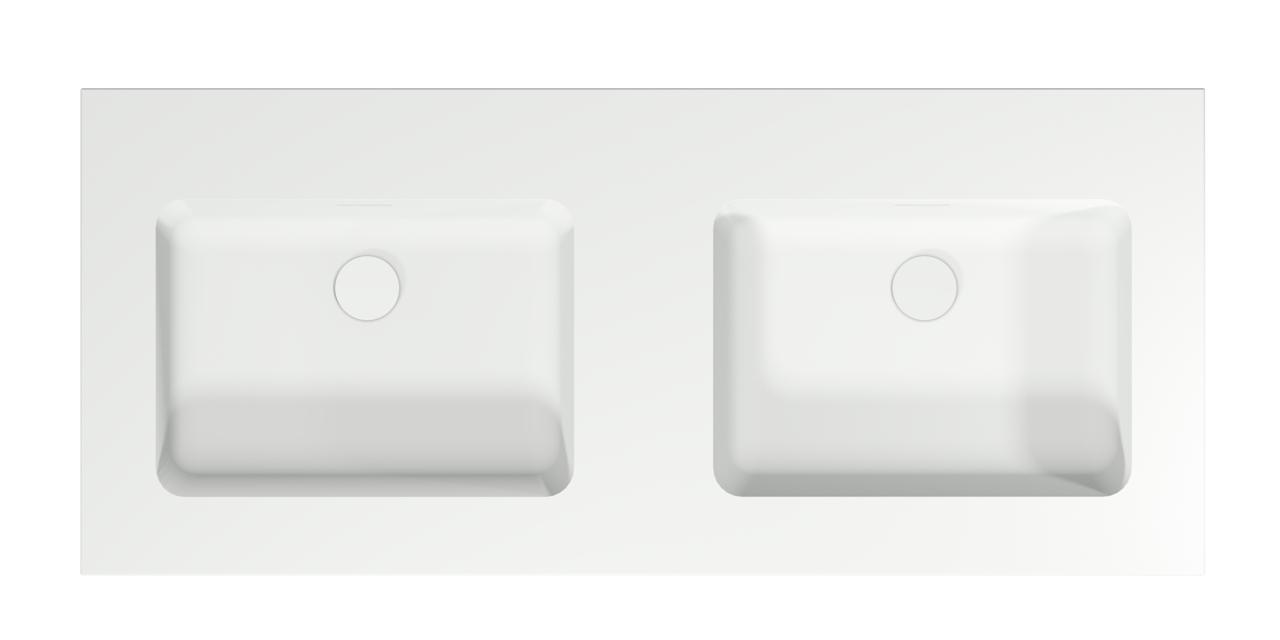 Storke Mata dubbele wastafel matte solid surface 120 x 52 cm, crepine inbegrepen