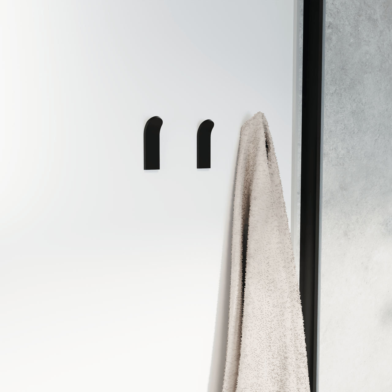 Linie Lucy dubbele shampoohouder voor douchewand met handdoekhaken mat zwart