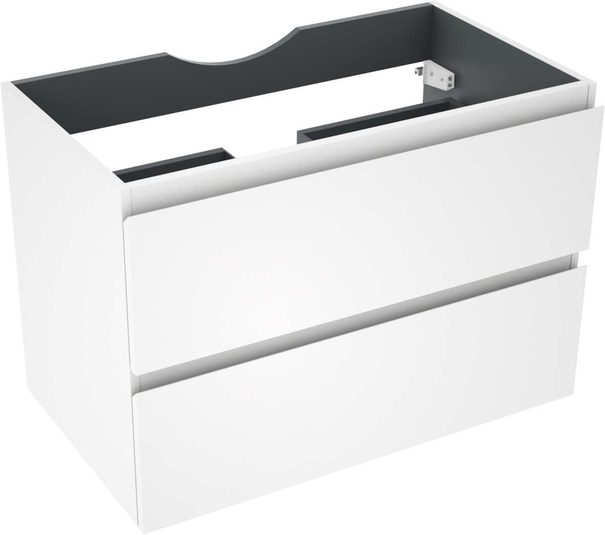 Linie Lado hängender Waschbeckenunterschrank: 80 x 46 cm, Weiß matt, 2 Schubladen