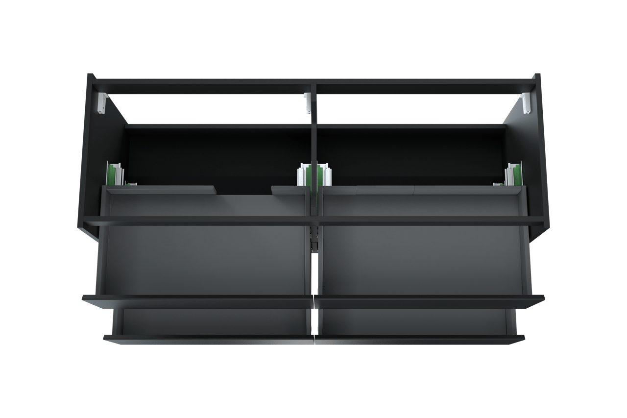 Storke Seda meuble sous-lavabo suspendu 150 x 52 cm Noir Mat 4 porte