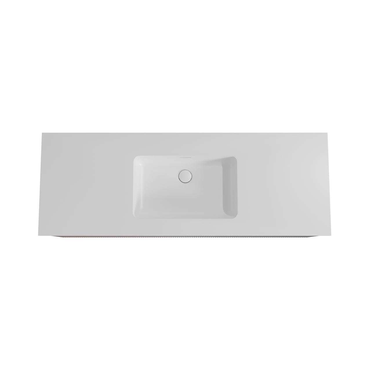 Storke Ribs zwevend badmeubel 145 x 52 cm notenhout met Mata enkele wastafel in solid surface mat wit, Verticale symmetrische rechte ribbel