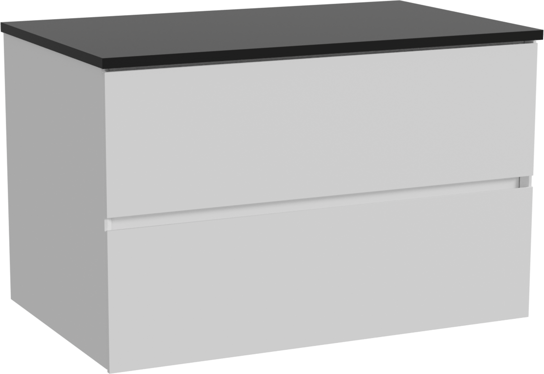 Storke Edge meuble salle de bains suspendu 85 x 52 cm blanc mat avec Panton tablette simple en mdf enduit de poudre noir mat