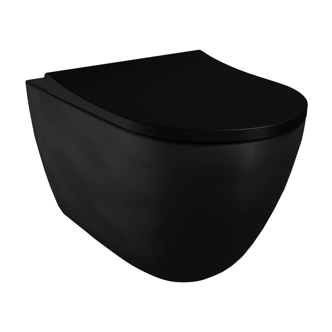 WC Set: Luca Varess Vinto Hänge WC, Schwarz matt, offener Spülrand, inkl. dünner WC Sitz, Burda Element für Wand-WC mit Geberit Sigma UP320 Spülkasten und Luca Varess Betätigungsplatte
