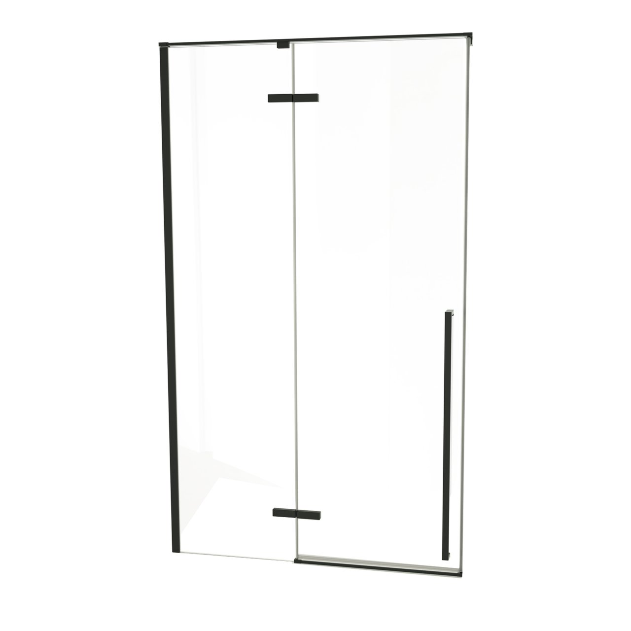 Luca Varess Stilus douchecabine met linkse draaideur en 2 vaste zijwanden 120 x 90 cm helder glas mat zwart profiel - deur en hardware