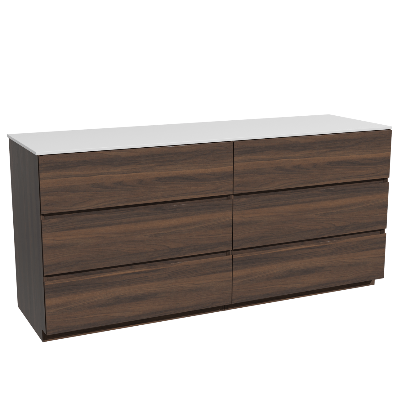 Storke Edge staand badkamermeubel 170 x 52 cm notelaar met Tavola enkel of dubbel tablet in solid surface mat wit