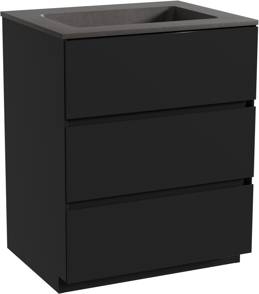 Storke Edge meuble salle de bains à poser 65 x 52 cm noir mat avec Scuro plan simple en quartz noir mat