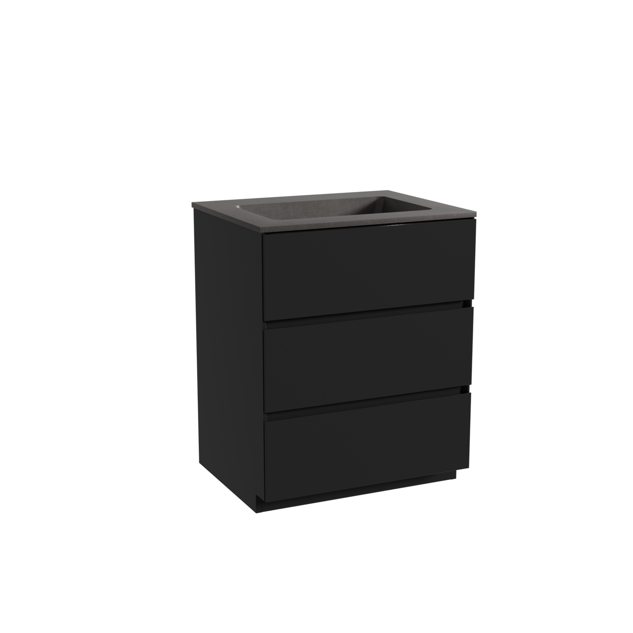 Storke Edge meuble salle de bains à poser 65 x 52 cm noir mat avec Scuro plan simple en quartz noir mat