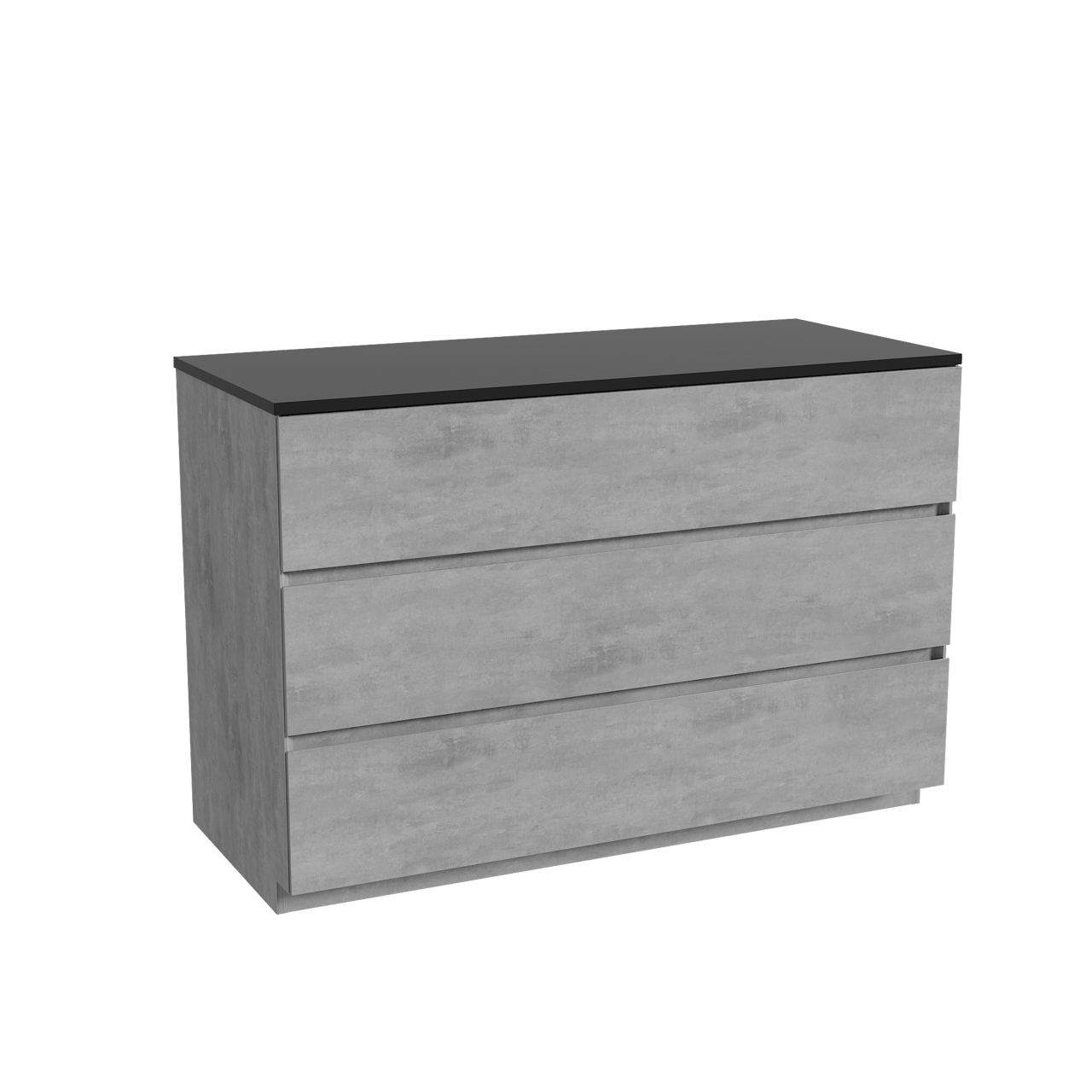 Storke Edge meuble salle de bains à poser 120 x 52 cm béton gris foncé avec Panton tablette simple ou double en mdf enduit de poudre noir mat