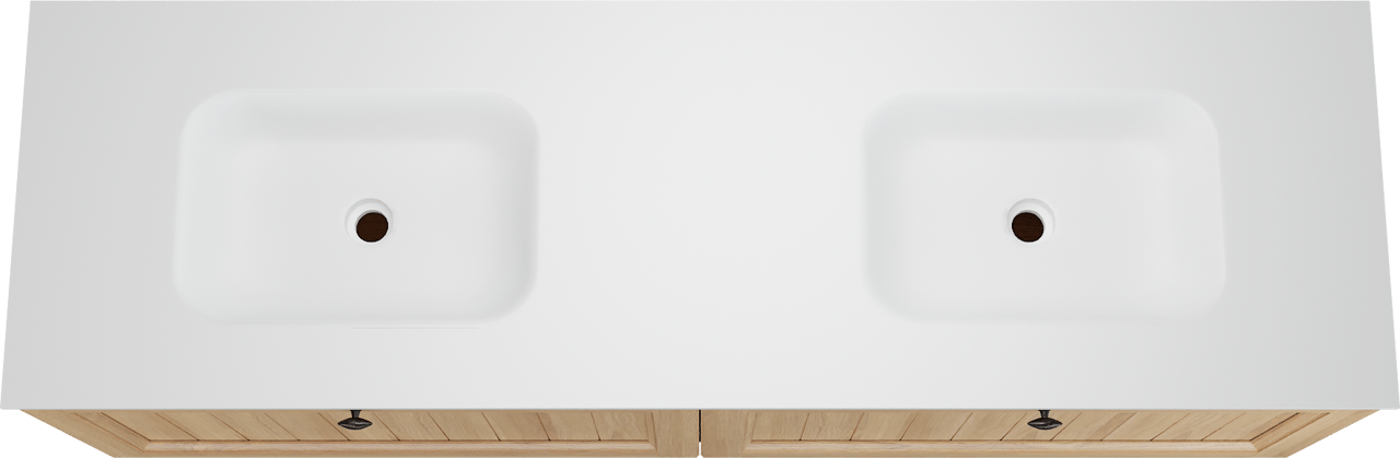 Balmani Lemon meuble salle de bains suspendu 180 x 55 cm, plaqué chêne naturel avec Tablo Arcato double vasque en blanc mat