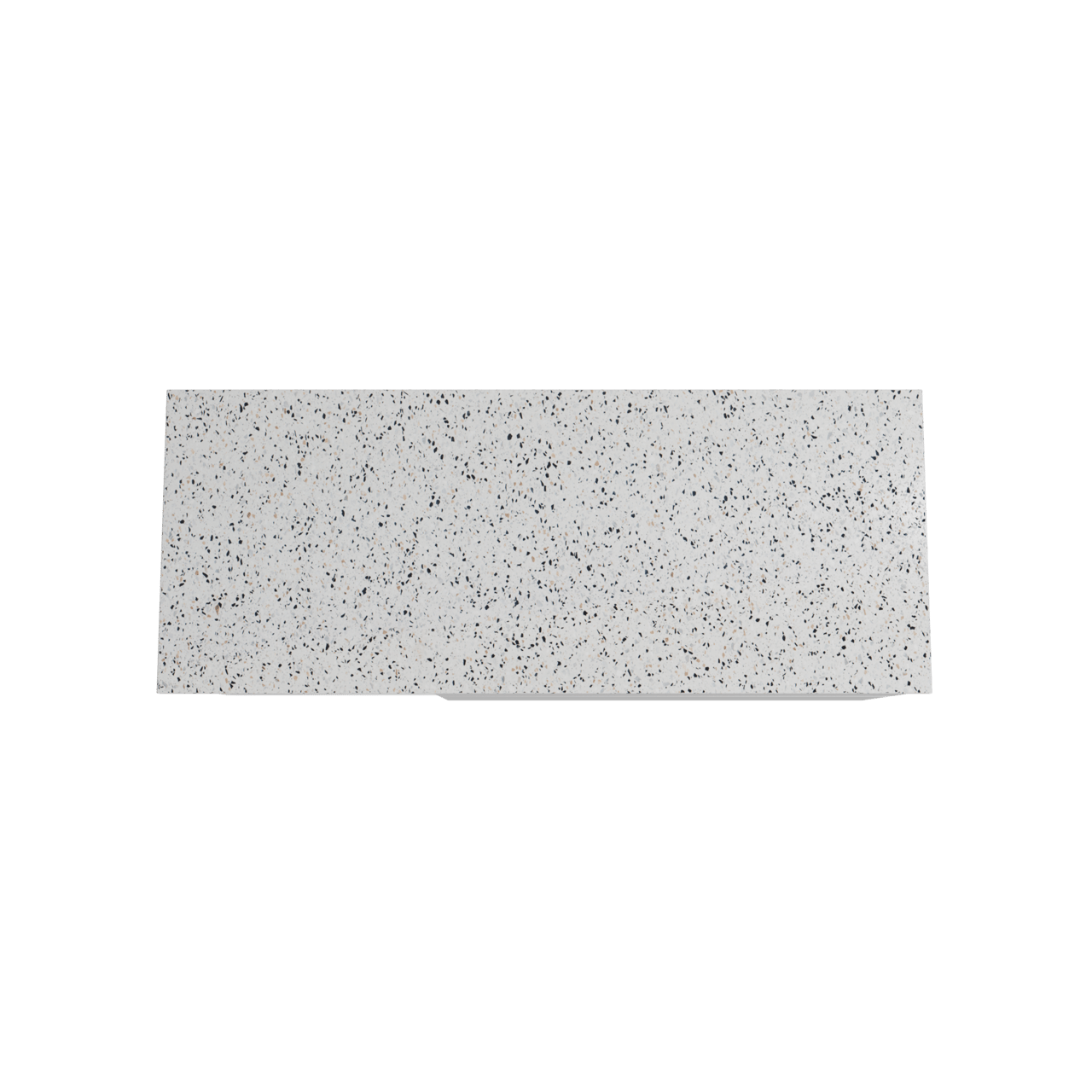 Storke Edge hängendes Möbelstück Set: 130 x 52 cm, Weiß glänzend, mit Tavola Einzel- oder Doppel Waschtischplatte, Terrazzo in Weiß/Schwarz matt