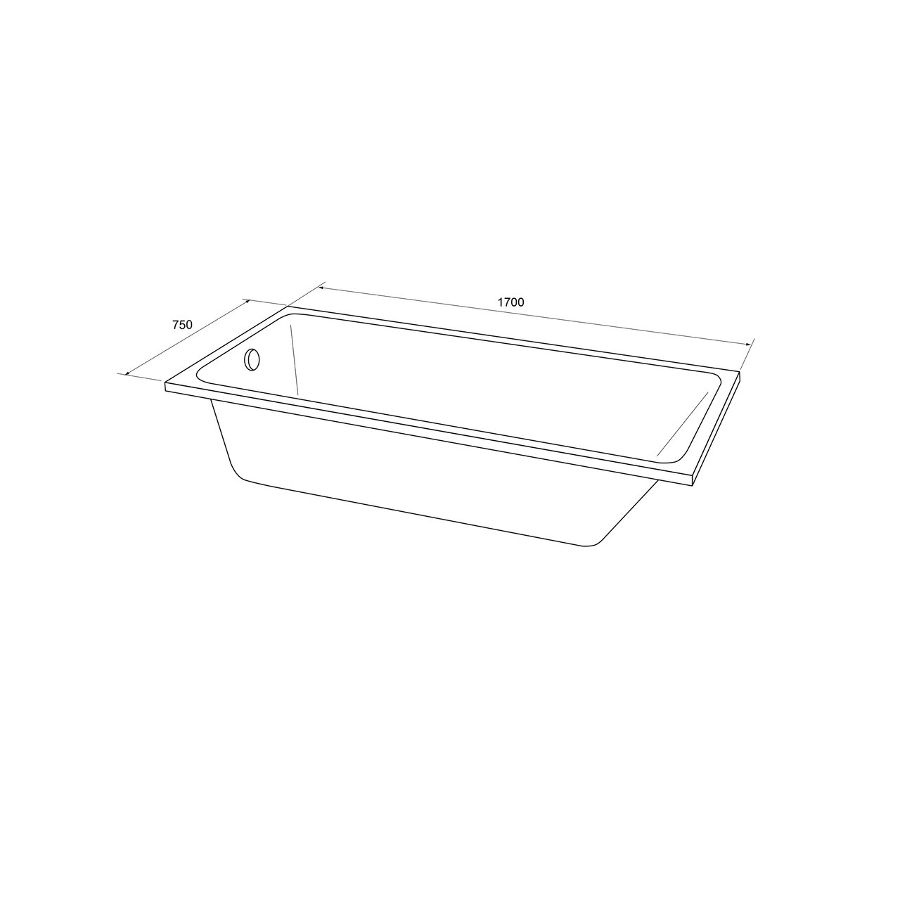 Luca Varess Sandrina 1 Person Einbaubadewanne, 170 x 75 cm, Acryl, weiß glänzend