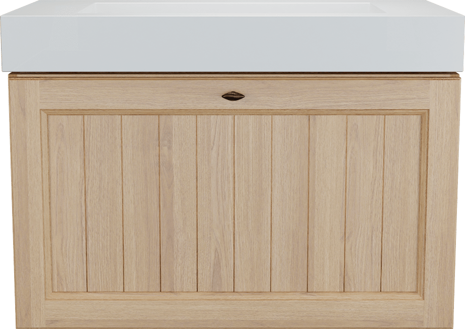 Balmani Lemon zwevend badmeubel 90 x 55 cm, fineer naturel eiken met Modus enkele wastafel in mat wit