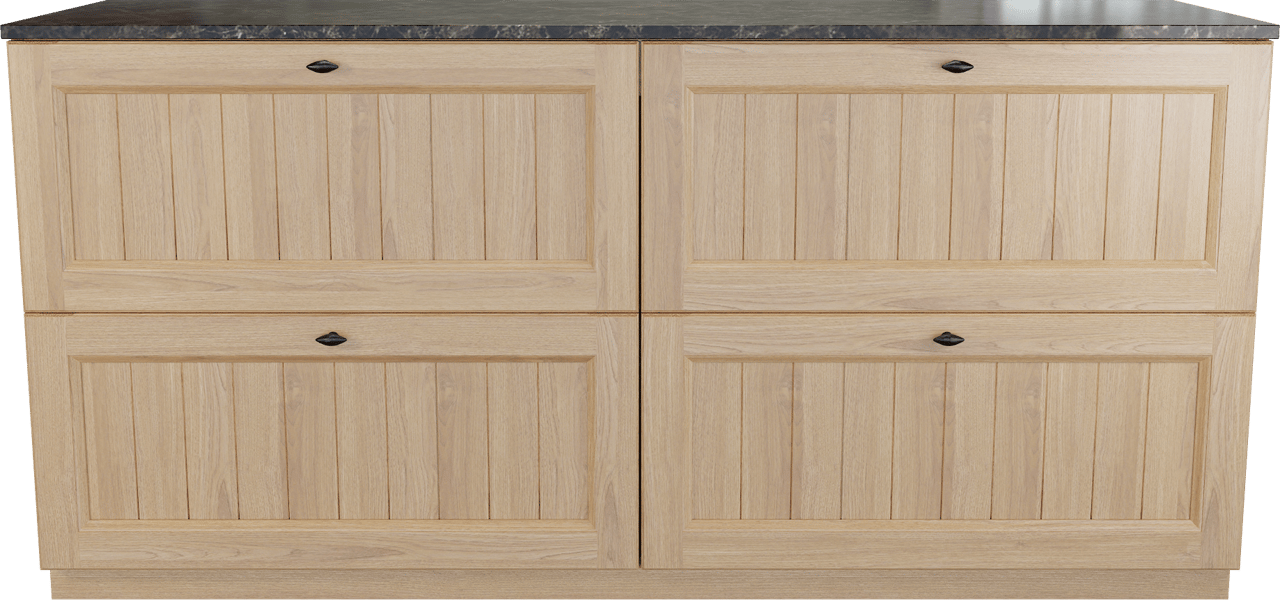 Balmani Lemon staand badkamermeubel 180 x 55 cm, fineer natuur eik met Stretto enkel of dubbel tablet in dark emperador