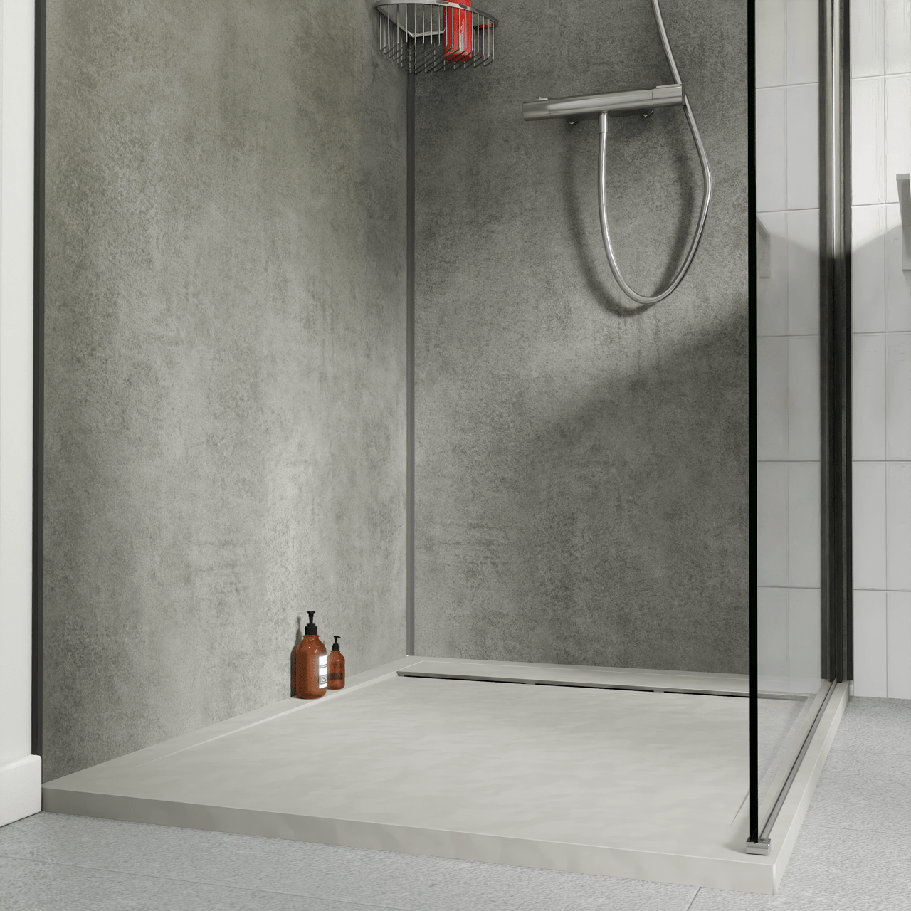 Luca Varess Groovy douchewandbekleding set 2 x 120x260 cm, SPC, Colorado Grey