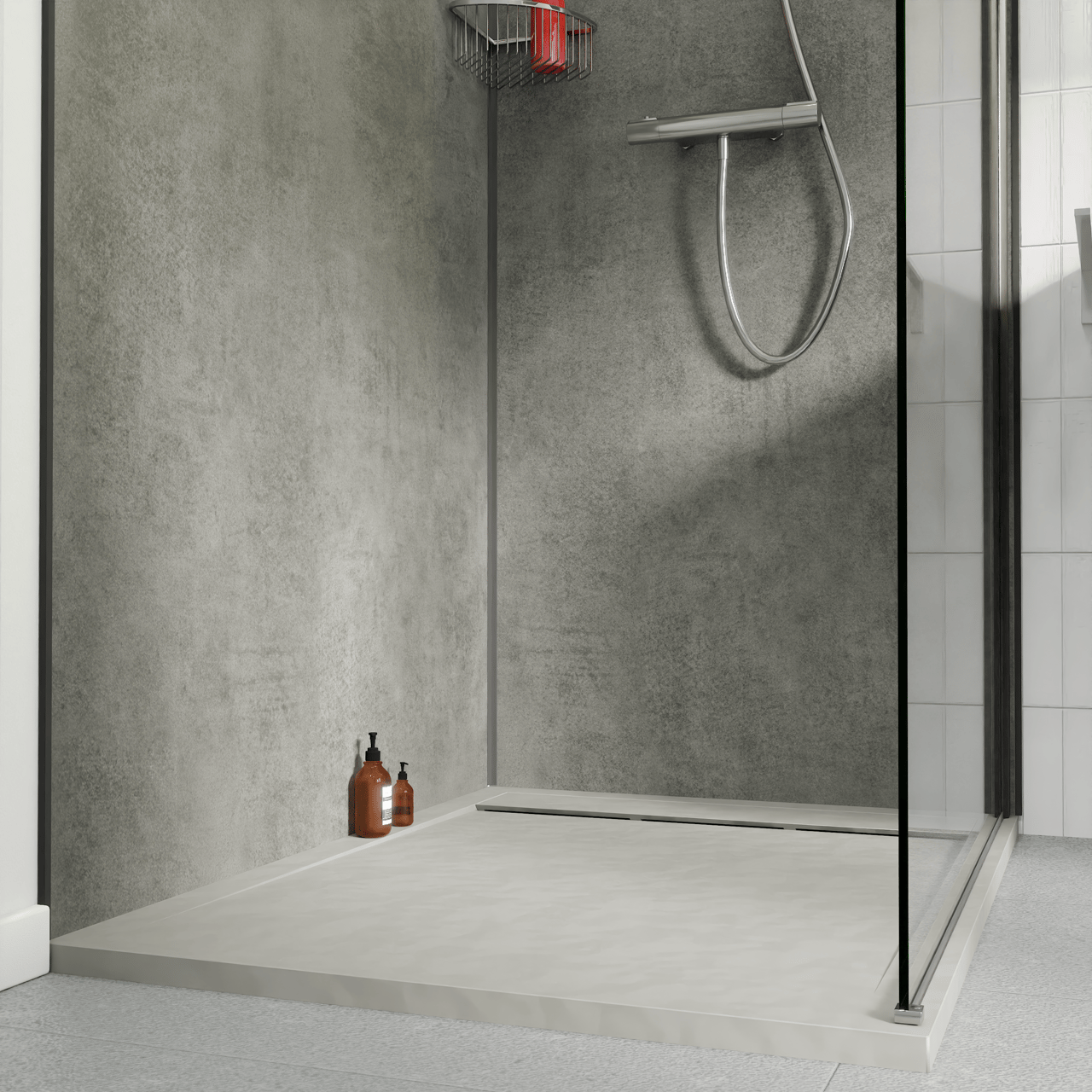 Luca Varess Groovy douchewandbekleding set 2 x 120x260 cm, SPC, Colorado Grey