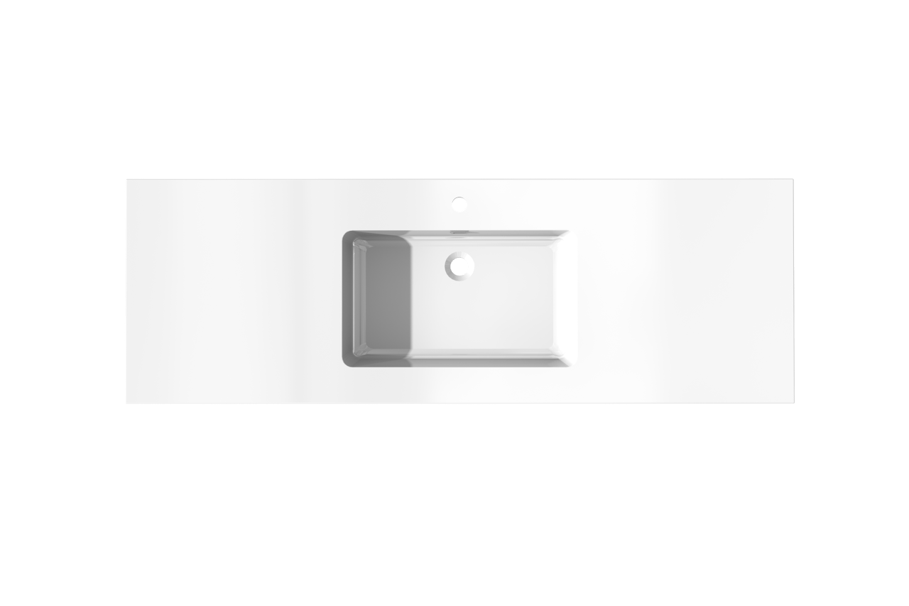 Storke Diva enkele wastafel glanzend composiet marmer 155 x 52 cm