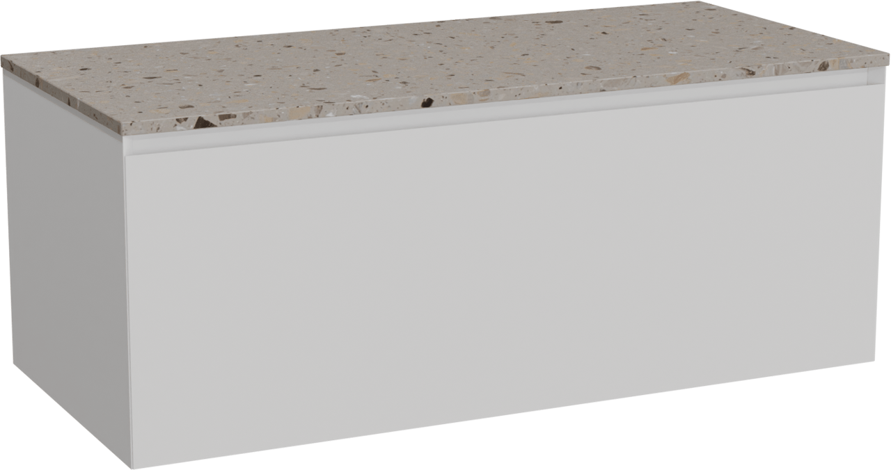 Balmani Idra meuble salle de bains suspendu 120 x 55 cm blanc mat avec Stretto tablette simple ou double en terrazzo greige terrazzo