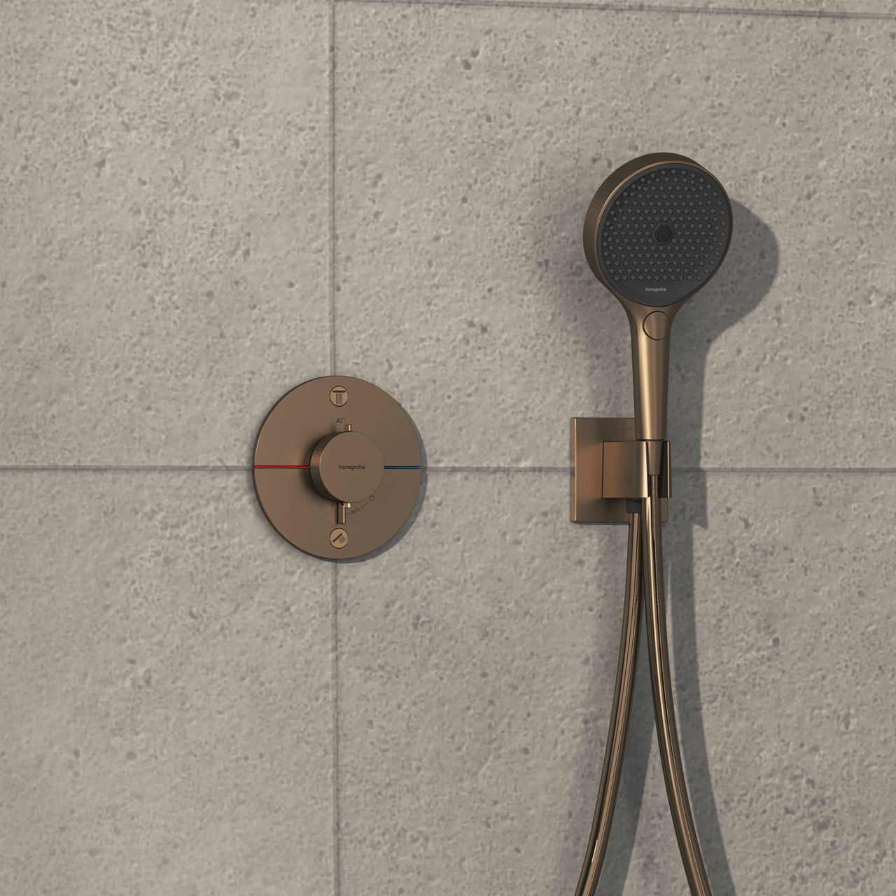 Hansgrohe Showerselect Comfort S thermostat de douche encastré 2 évacuations Brushed Bronze