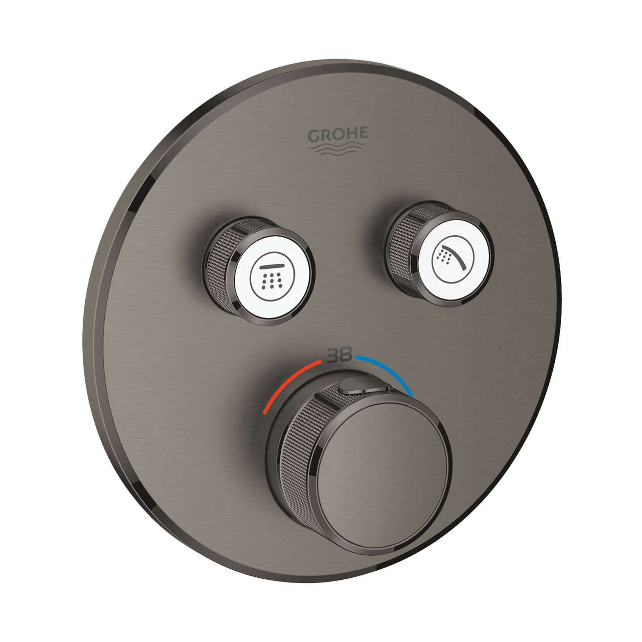 Grohe Grohtherm Smartcontrol Round inbouw douchekraan thermostaat 2 functies Brushed Hard Graphite