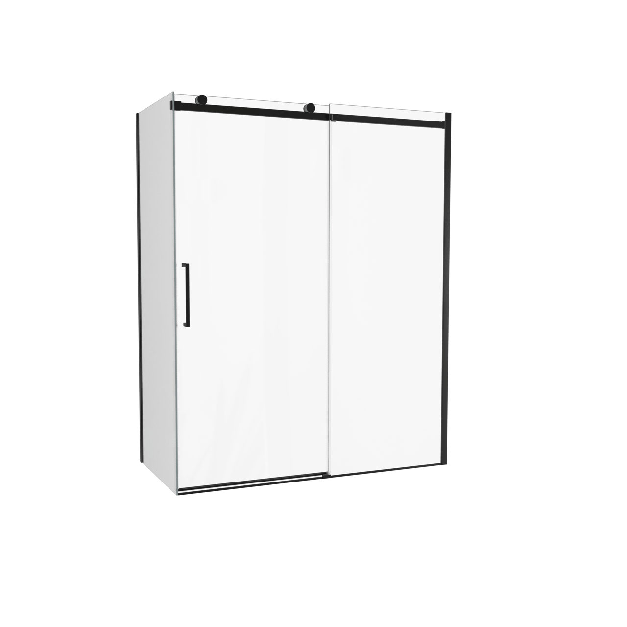 Luca Varess Boltano paroi de douche avec porte coulissante et paroi latérale fixe, 160 x 80 cm, verre transparent, profil noir
