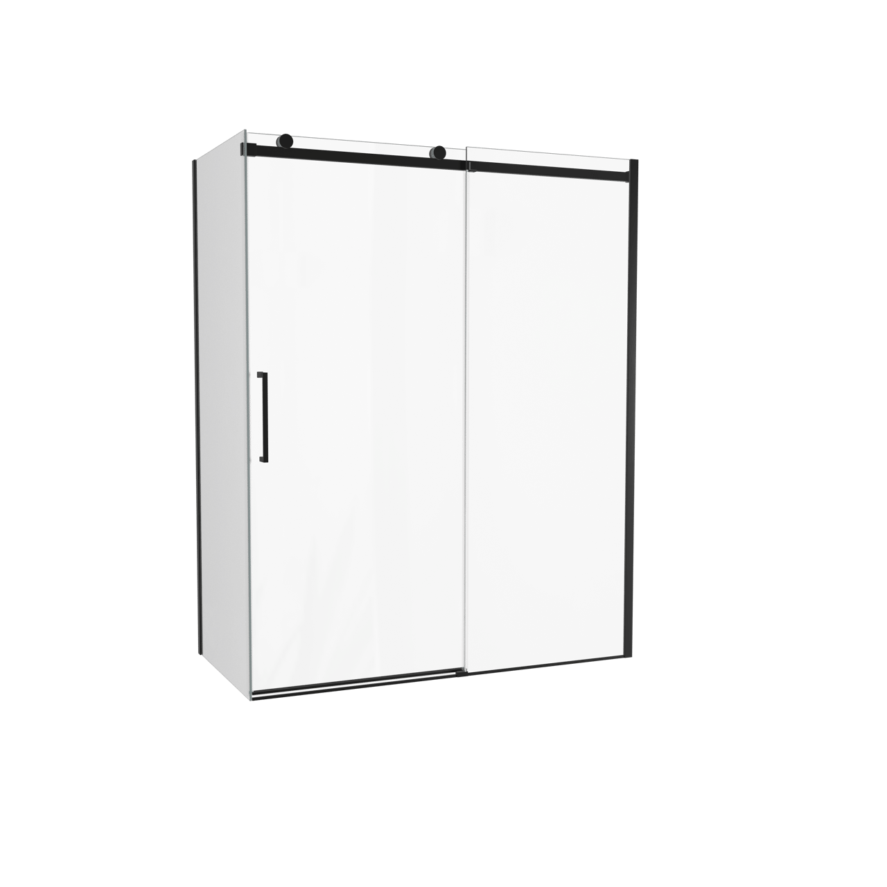 Luca Varess Boltano paroi de douche avec porte coulissante et paroi latérale fixe, 160 x 80 cm, verre transparent, profil noir