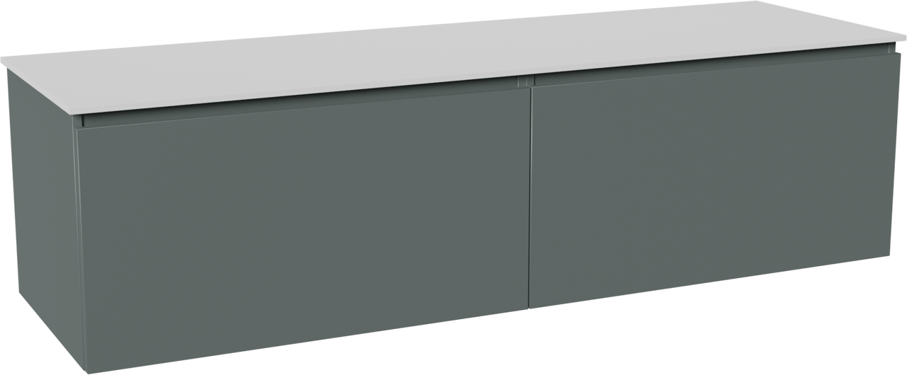 Balmani Sfera zwevend badmeubel 180 x 55 cm forest met Stretto enkel of dubbel wastafelblad in solid surface mat wit