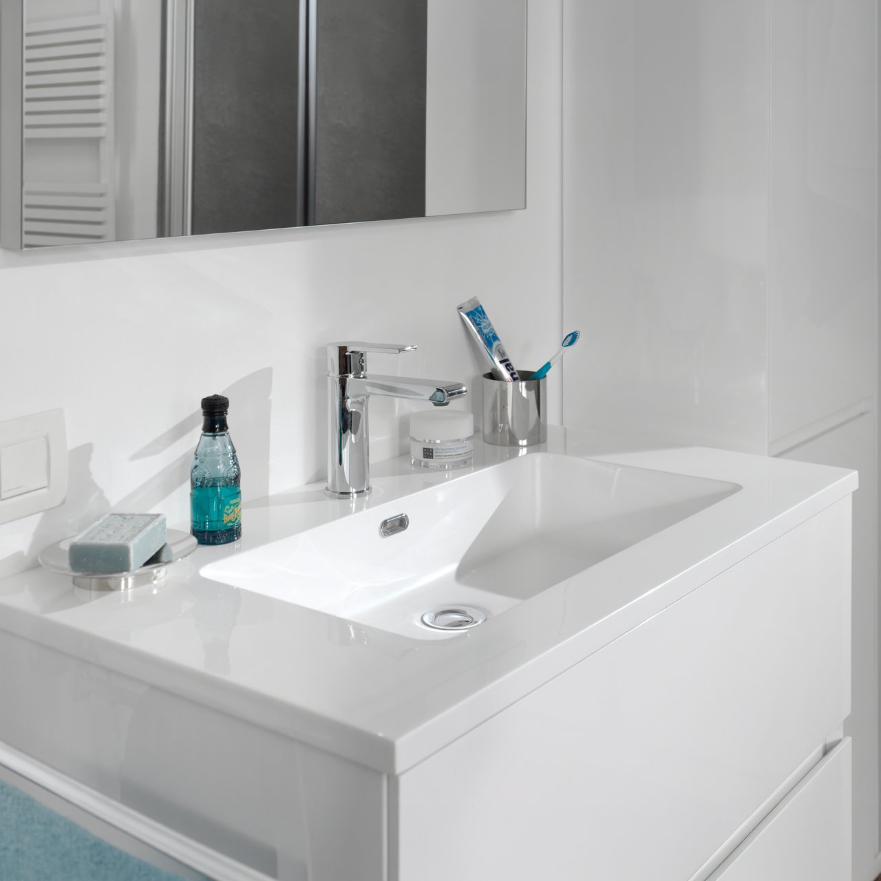 Storke Diva Einzelwaschtisch, Marmorkomposit glänzend, 80 x 46 cm