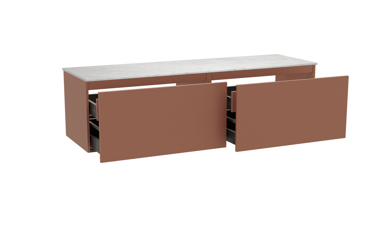 Balmani Sfera meuble salle de bains suspendu 180 x 55 cm cotto avec Stretto tablette simple ou double en marbre carrare