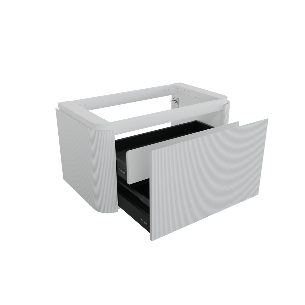 Balmani Moon meuble sous-lavabo suspendu 100 x 55 cm blanc mat 2 tiroirs Nervure sym. vert.