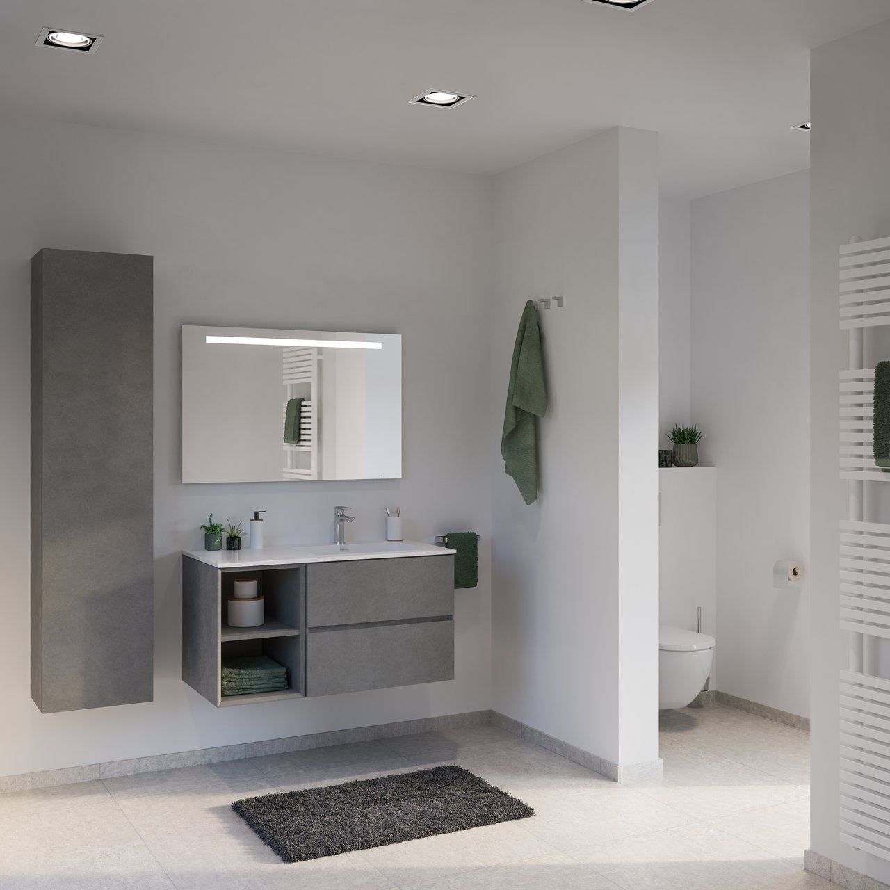 Storke Lucio rechthoekig badkamerspiegel 100 x 65 cm met spiegelverlichting en anti-damp