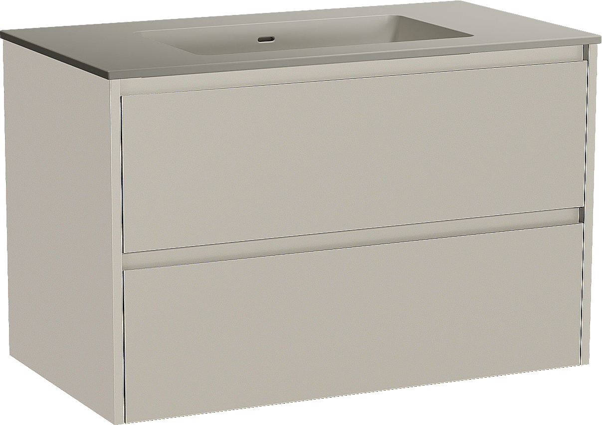 Storke Seda zwevend badmeubel 95 x 52 cm zijdegrijs met Diva enkele wastafel in top solid zijdegrijs