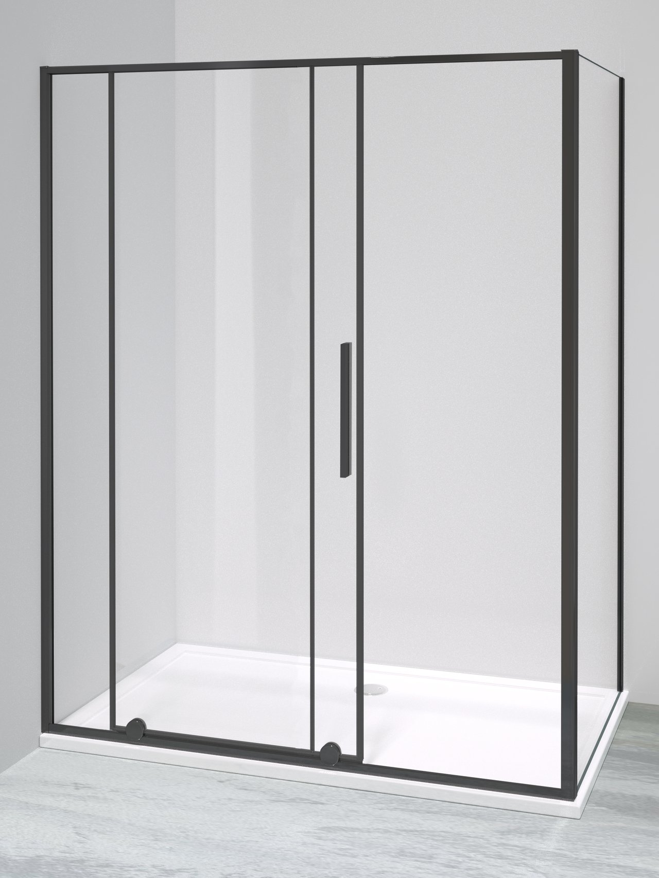 Luca Varess Morano Eckdusche: Schiebetür, 90 x 160 cm, Klarglas, mattschwarzes Profil