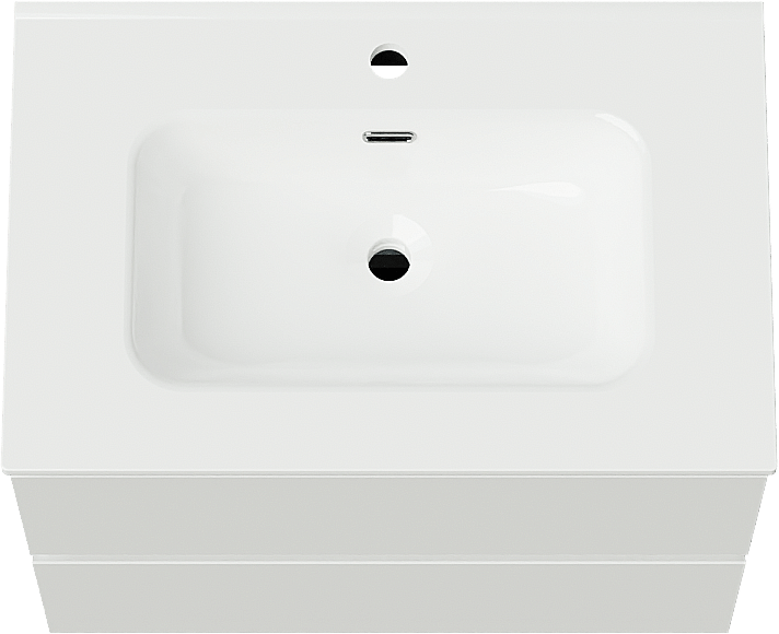 Linie Lado zwevend badmeubel 70 x 46 cm hoogglans wit met Baro enkele wastafel in porselein hoogglans wit