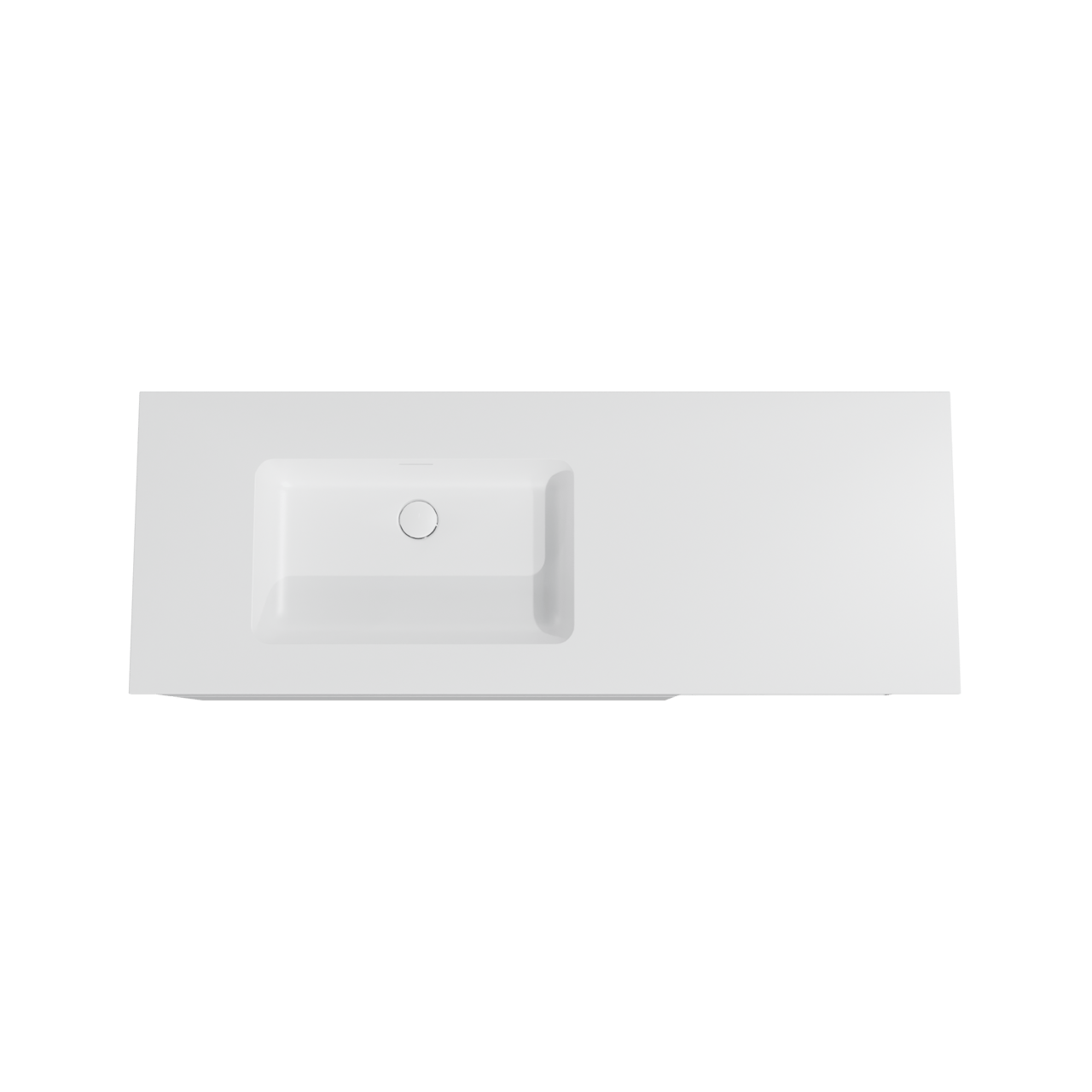 Storke Edge meuble salle de bains suspendu 140 x 52 cm blanc brillant avec Mata plan vasque asymétrique à gauche en solid surface blanc mat