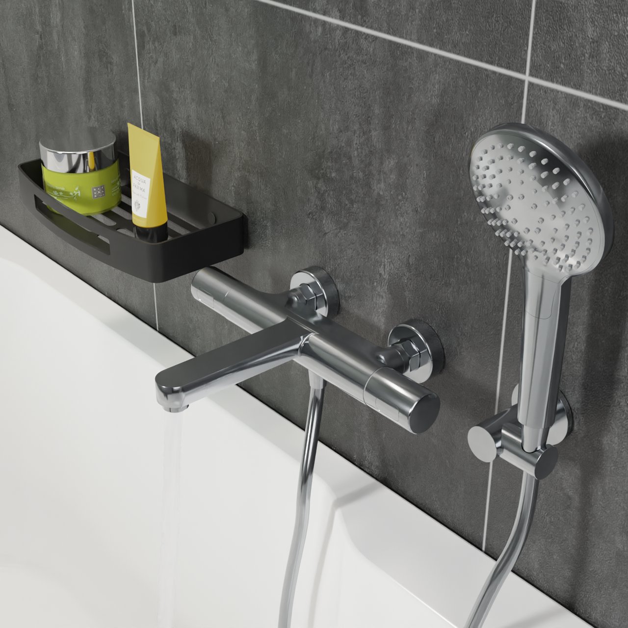 Blaufoss Round handdoucheset 3 functies chroom