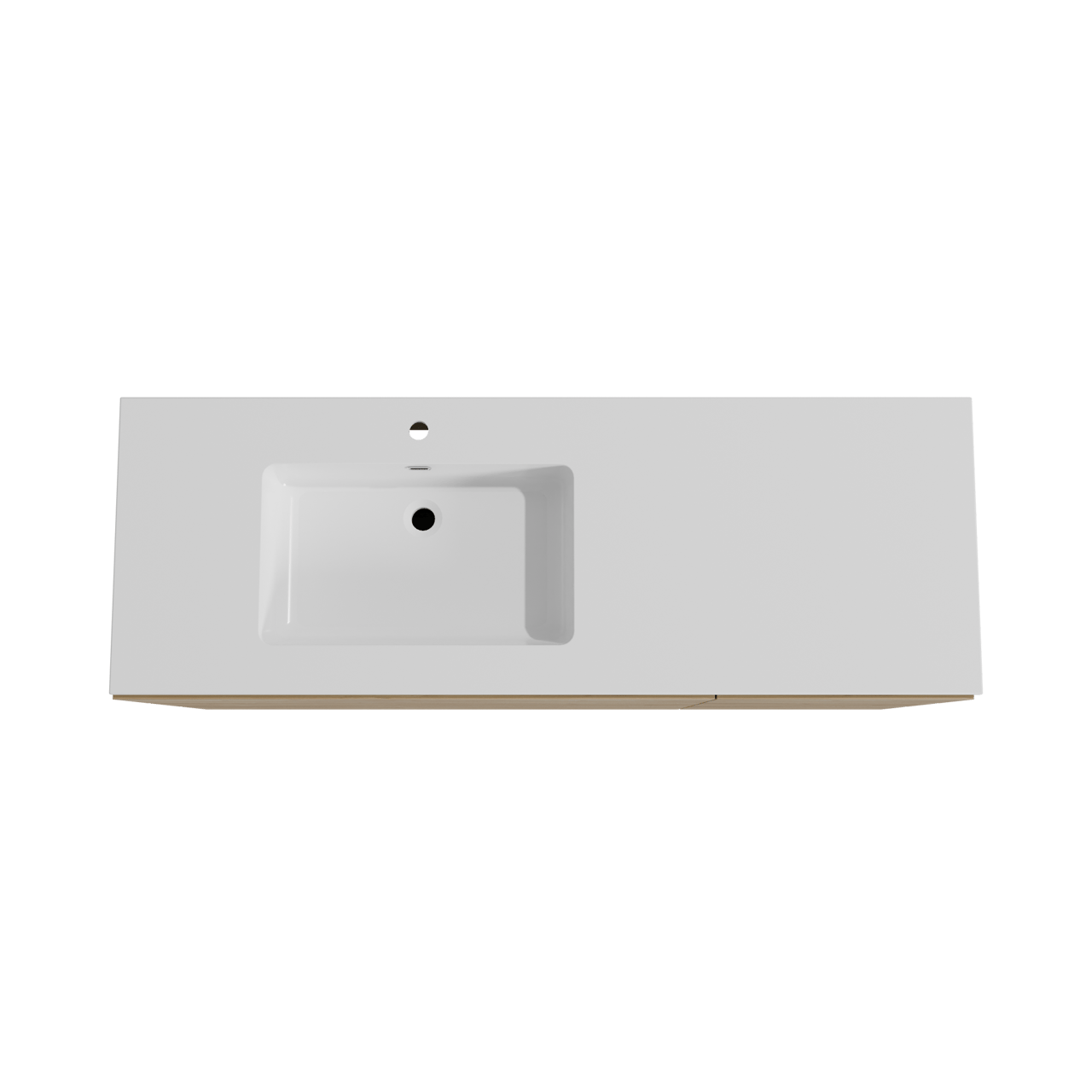 Storke Edge meuble salle de bains à poser 150 x 52 cm chêne brut avec Diva plan vasque asymétrique à gauche en marbre composite blanc brillant