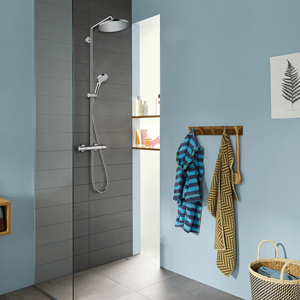 Hansgrohe Croma E280 thermostatische kraan regendoucheset Glanzend Chroom