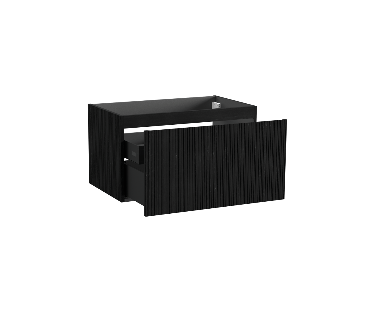 Storke Ribs meuble sous-lavabo suspendu 85 x 52 cm chêne noir 2 tiroirs