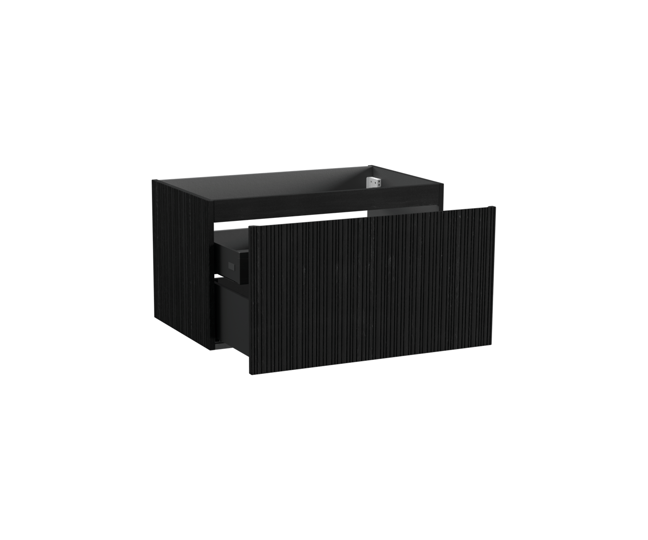 Storke Ribs meuble sous-vasque suspendu 85 x 52 cm chêne noir 2 tiroirs