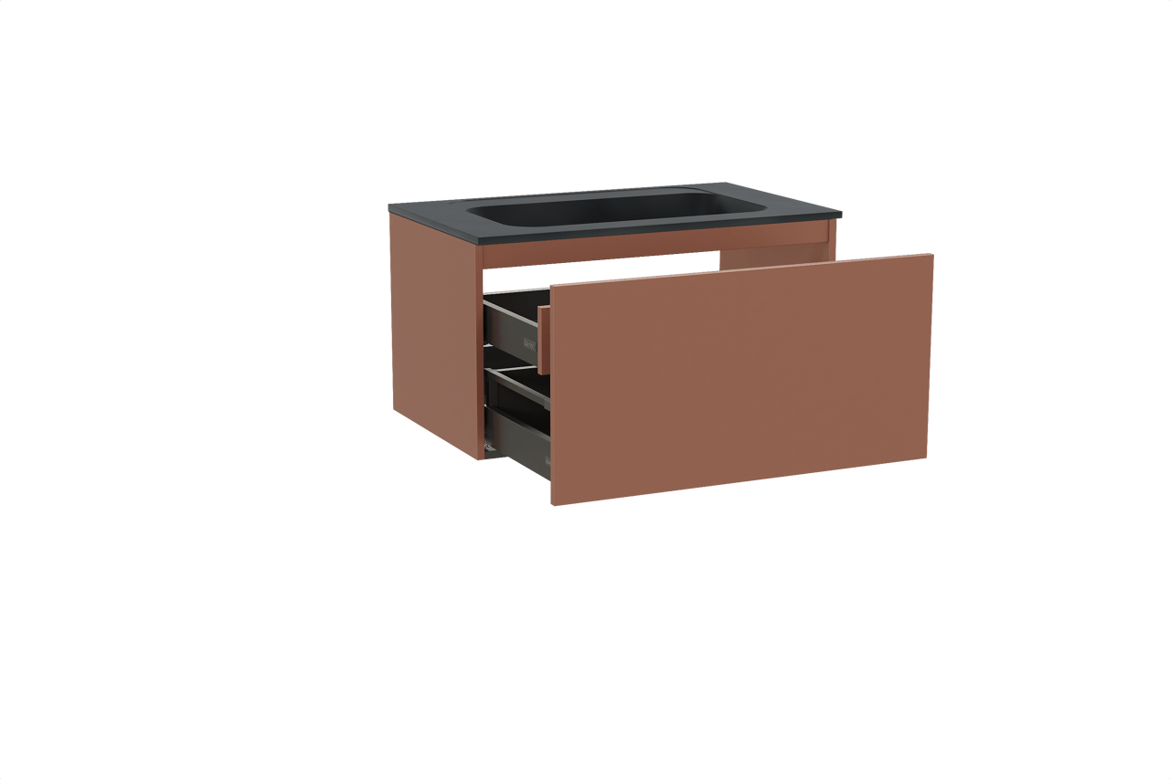 Balmani Sfera zwevend badkamermeubel 90 x 55 cm cotto met Tablo Strada enkele wastafel in composietmarmer mat zwart