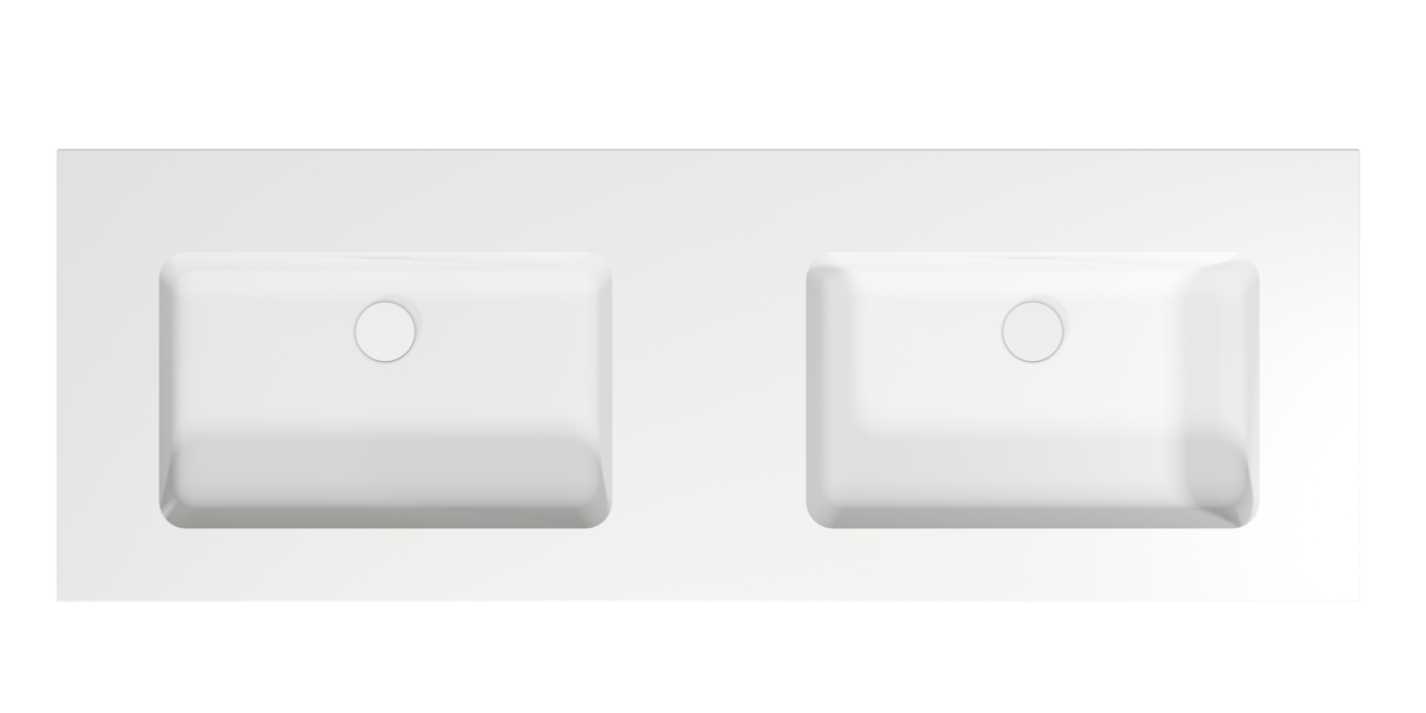 Storke Mata dubbele wastafel matte solid surface 150 x 52 cm, crepine inbegrepen