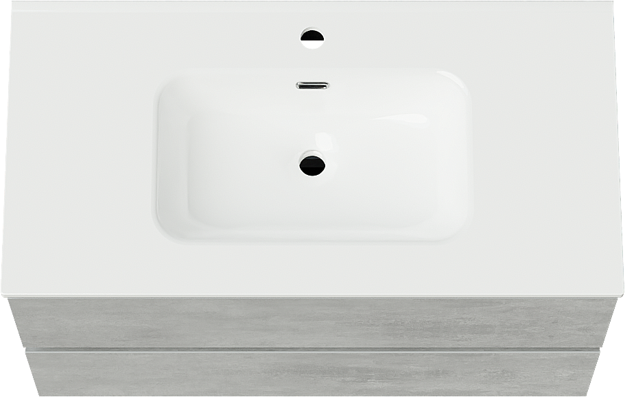 Linie Lado zwevend badkamermeubel 90 x 46 cm beton donkergrijs met Baro enkele wastafel in porselein glanzend wit