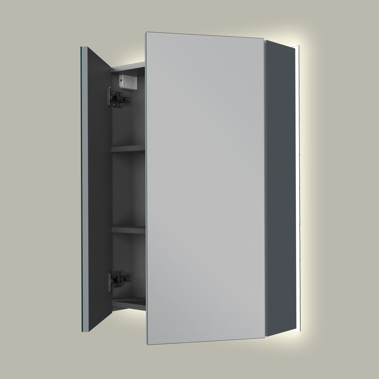 Linie Montro spiegelkast 60 x 75 cm blauw antraciet met spiegelverlichting