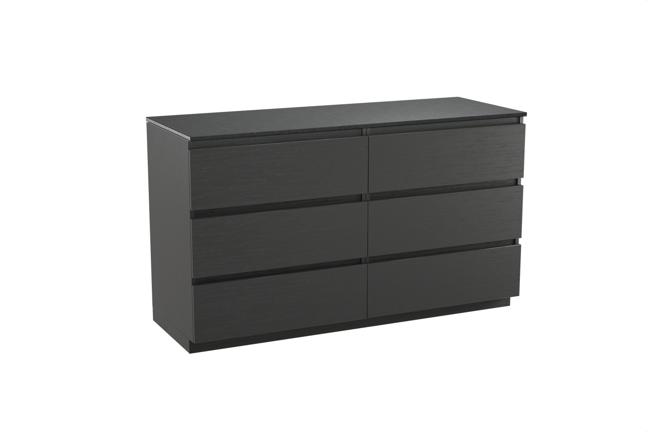 Balmani Lucida freistehendes Möbelstück Set: 150 x 55 cm, Schwarze Eiche, mit Stretto Einzel- oder Doppel Waschtischplatte, Schwarzes Granit