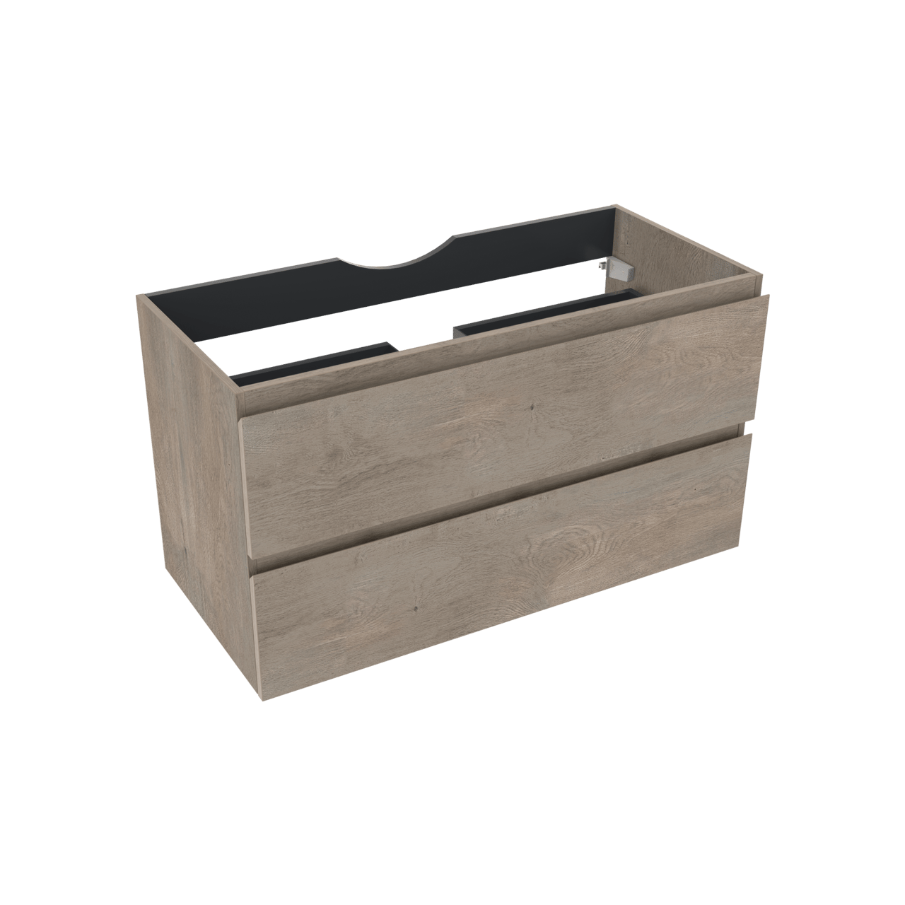 Linie Lado zwevende wastafelonderkast 100 x 46 cm grijs eiken 2 lades